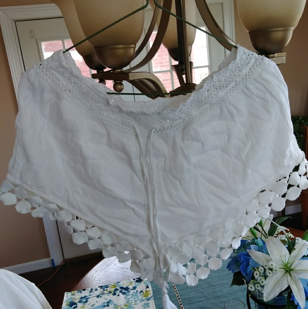 Aerie White Crochet Shorts